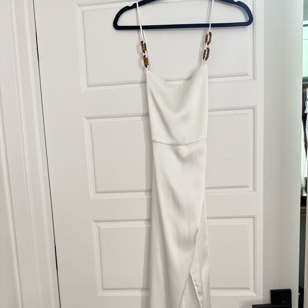 Elegant White Satin Dress